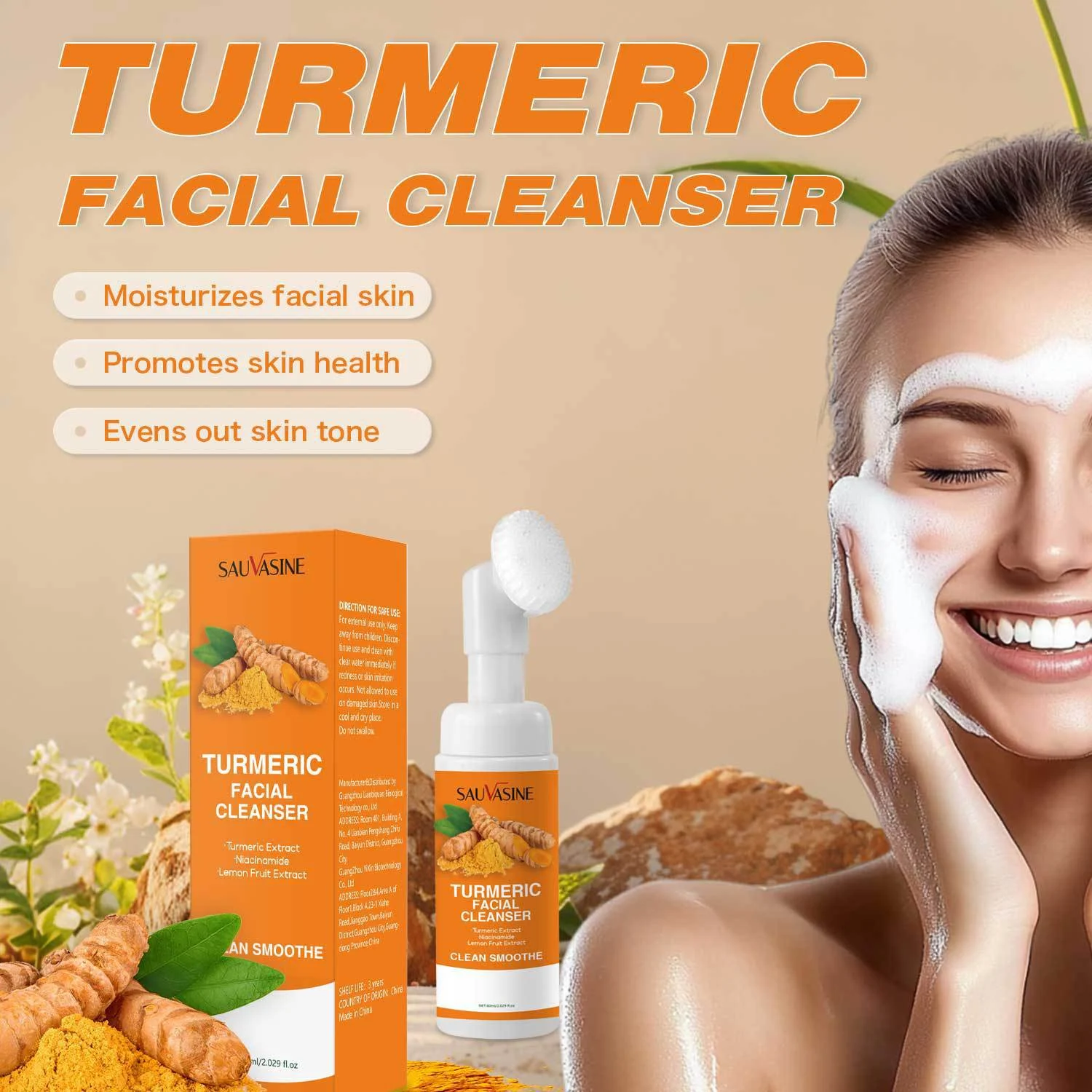 turmeric-facial-cleanser-60ml-sau-qkesxnkr-desc-1 SAUVASINE Turmeric Facial Cleanser 60ml with Niacinamide and Centella Asiatica for Sensitive Skin